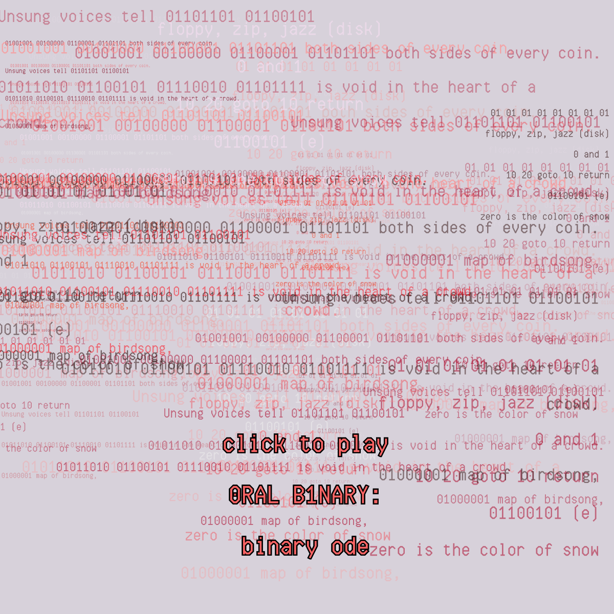 0RAL B1NARY: “BINARY ODE” #134 static token preview