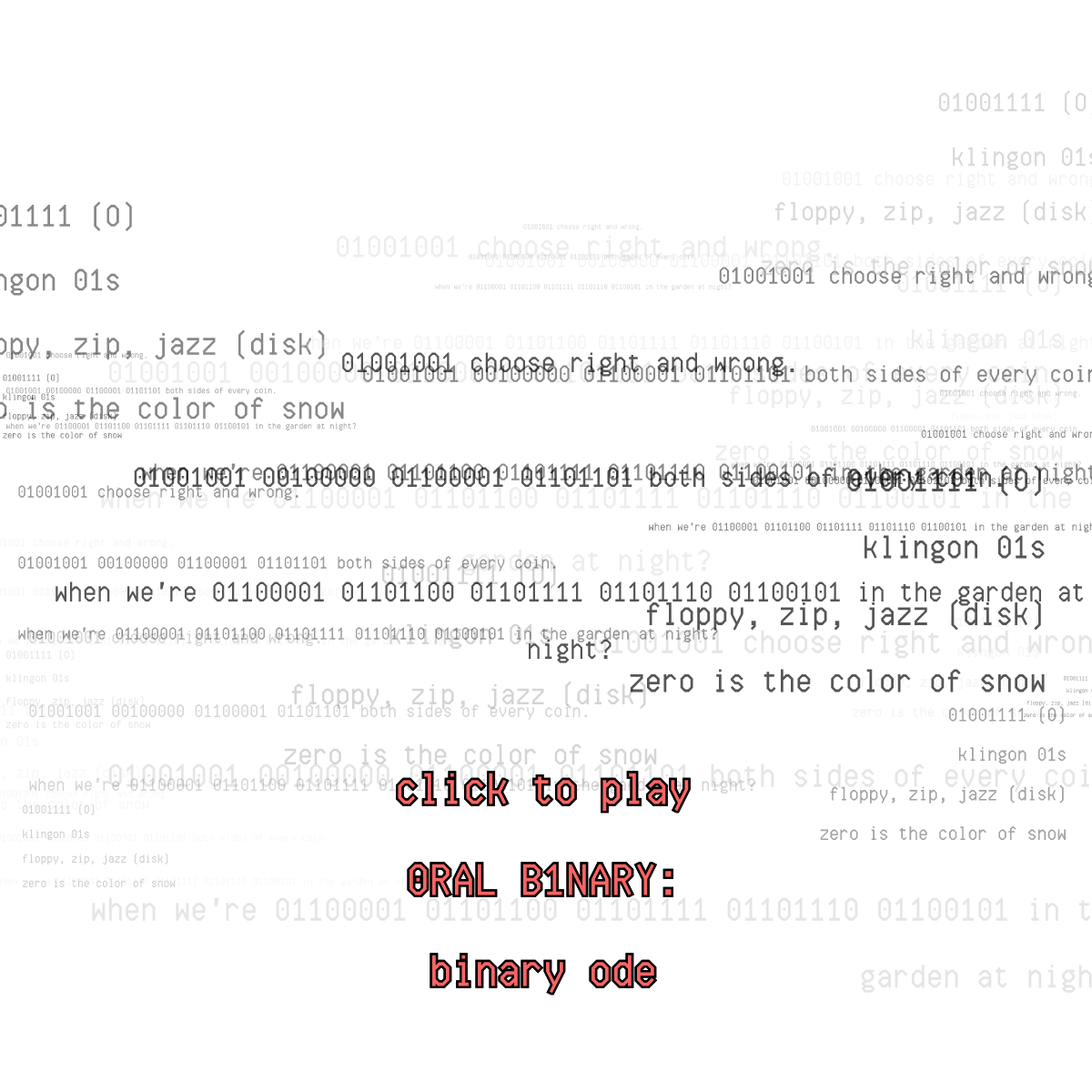 0RAL B1NARY: “BINARY ODE” #106 static NFT preview
