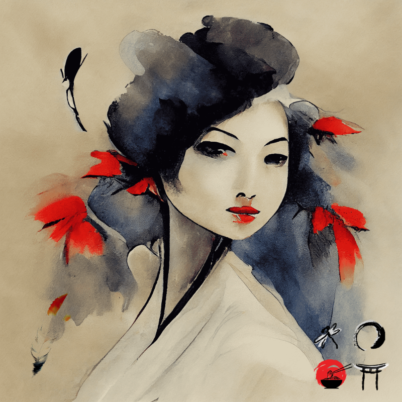 Geisha and feather #3 static token preview