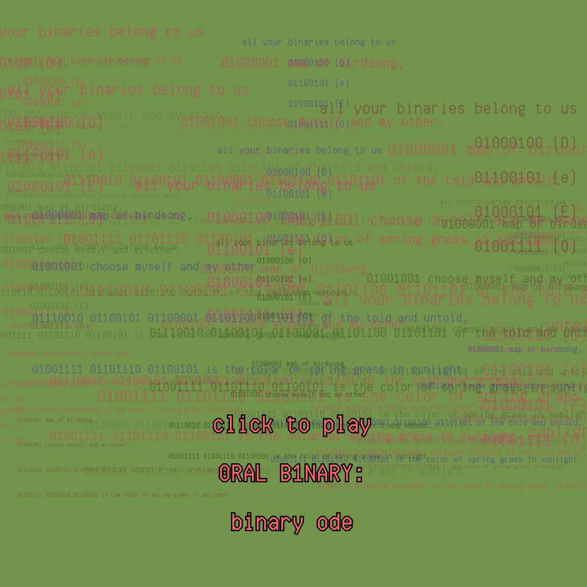 0RAL B1NARY: “BINARY ODE” #120 static token preview