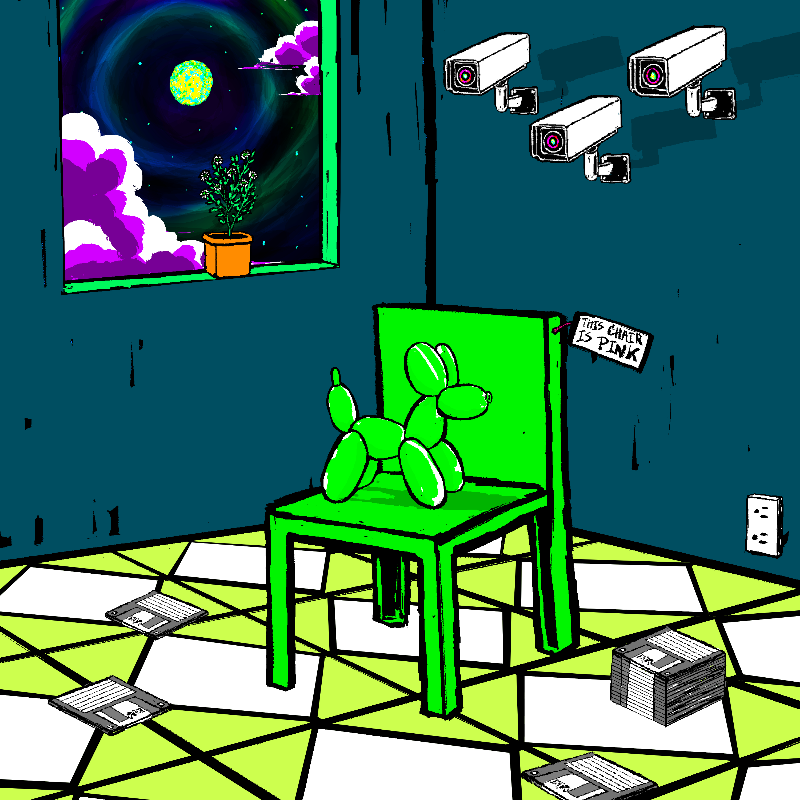 pink chair in the blue room #90 static NFT preview
