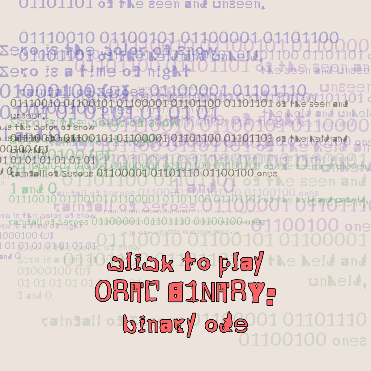 0RAL B1NARY: “BINARY ODE” #38 static token preview