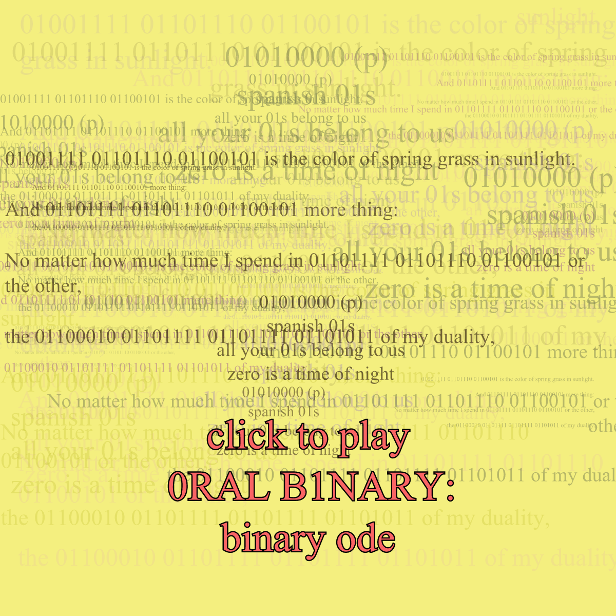 0RAL B1NARY: “BINARY ODE” #121 static token preview