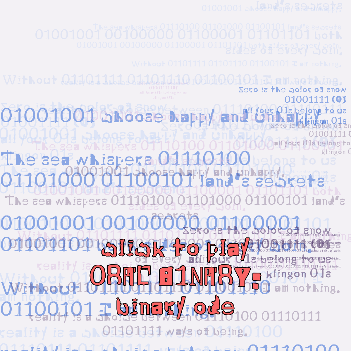 0RAL B1NARY: “BINARY ODE” #143 static token preview