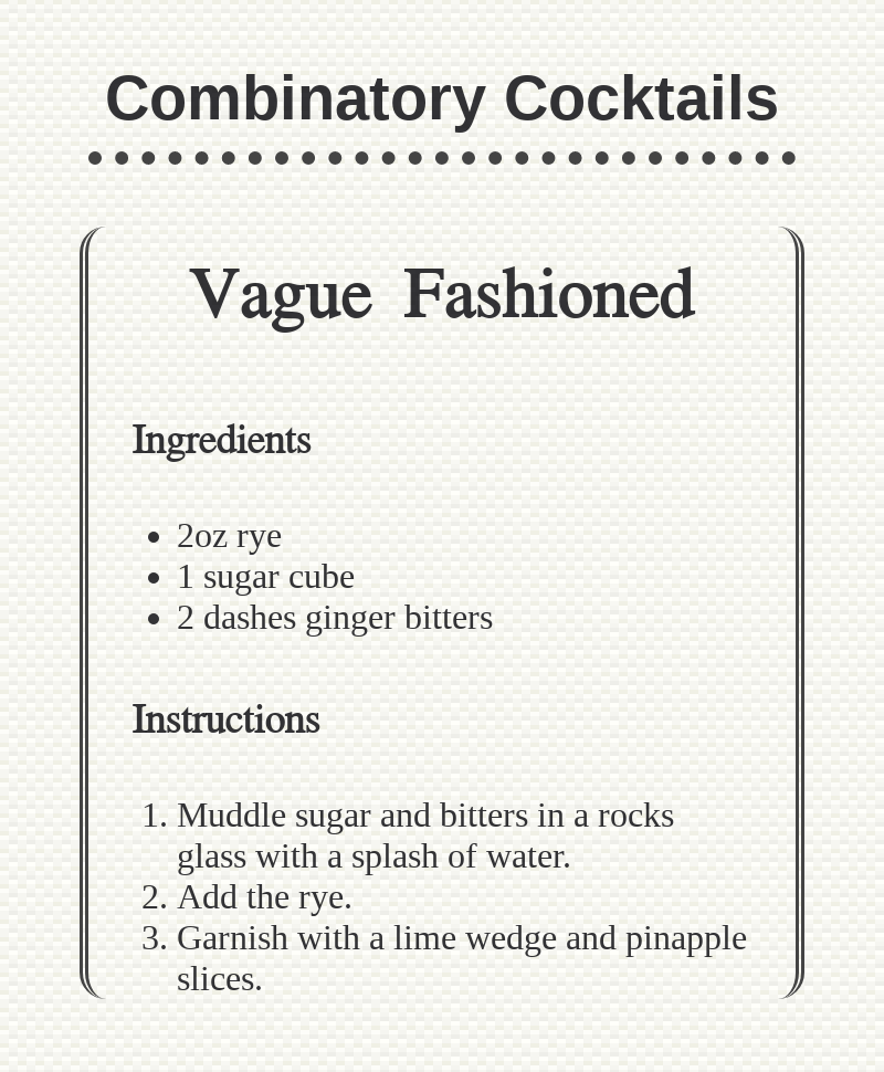 Combinatory Cocktails #2 static token preview