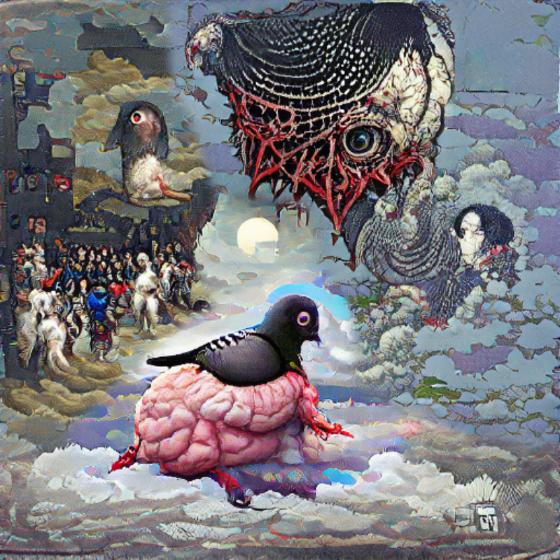 Pigeon Sat on a Brain Reflecting Existence #1 static token preview