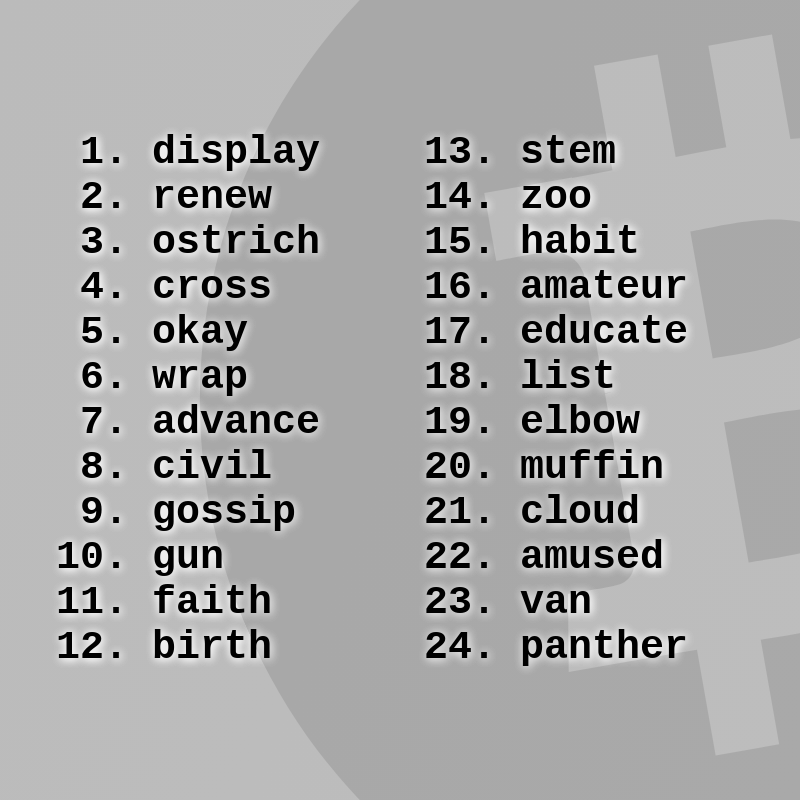 Crypto passphrase #12 static token preview