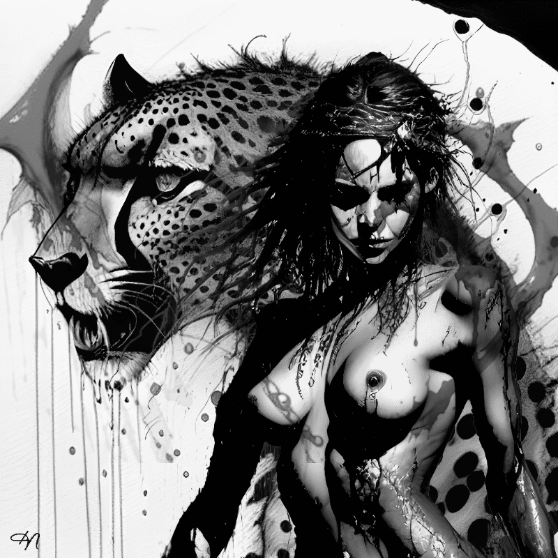 Wild Girl and Cheetah #4 static token preview