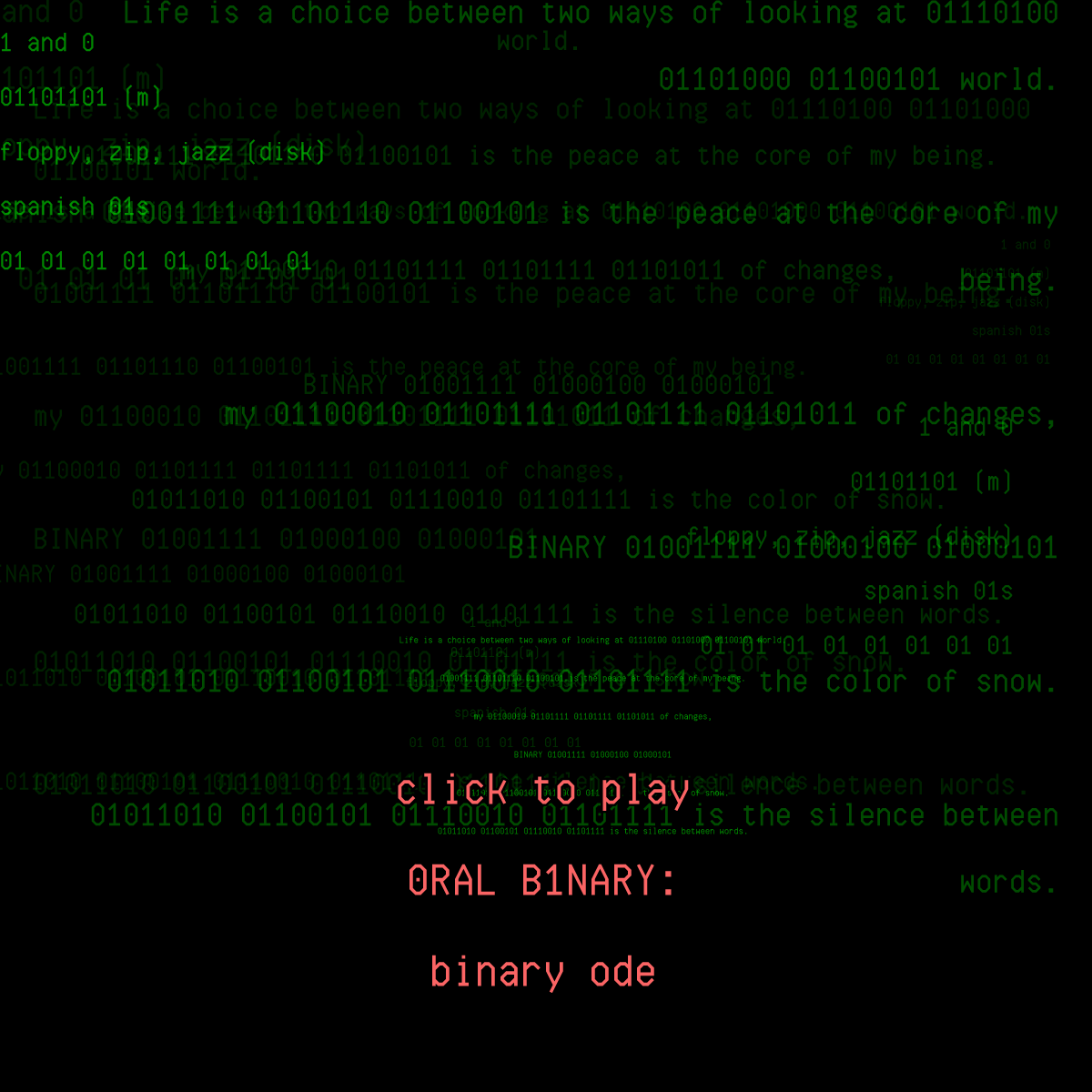 0RAL B1NARY: “BINARY ODE” #254 static token preview