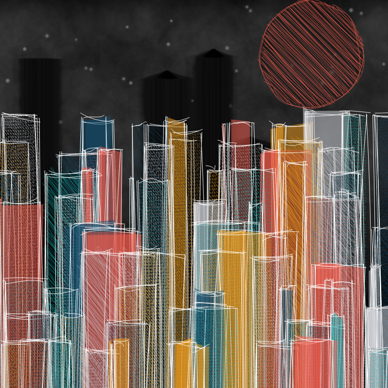 hastily-drawn cityscape sketch #55 static NFT preview