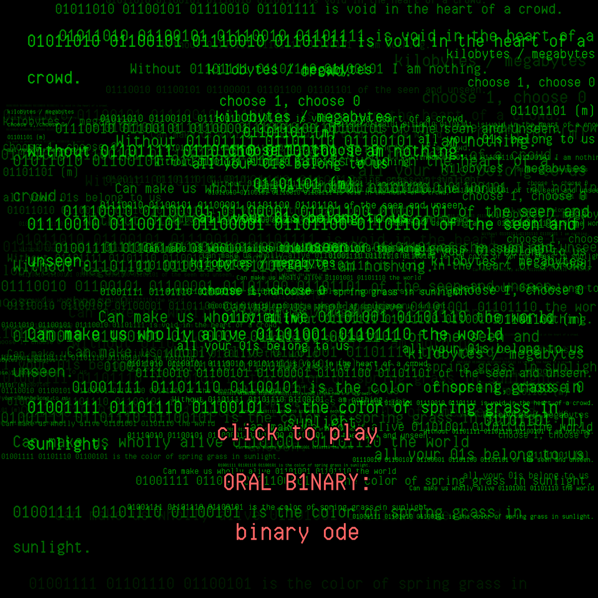 0RAL B1NARY: “BINARY ODE” #82 static token preview