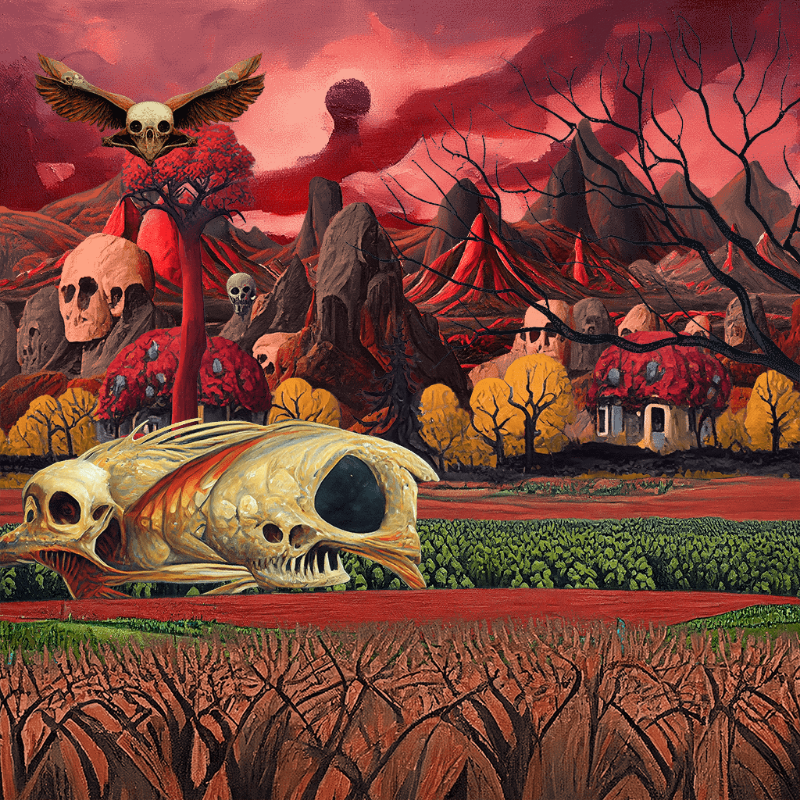 Skull Birds and Fishes #34 static token preview