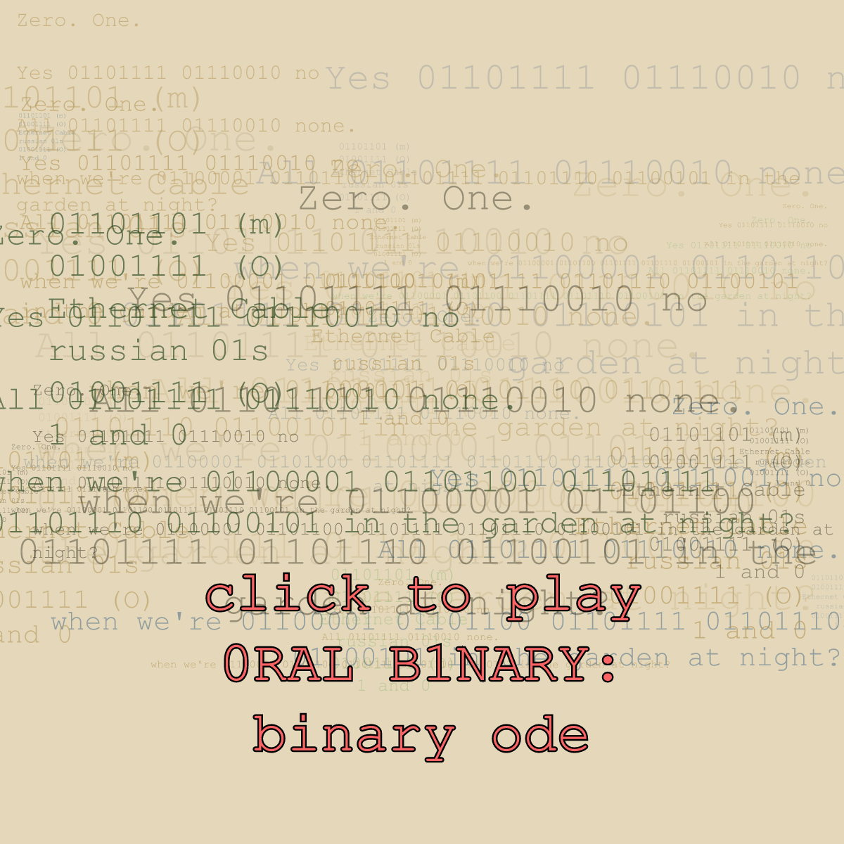 0RAL B1NARY: “BINARY ODE” #19 static token preview