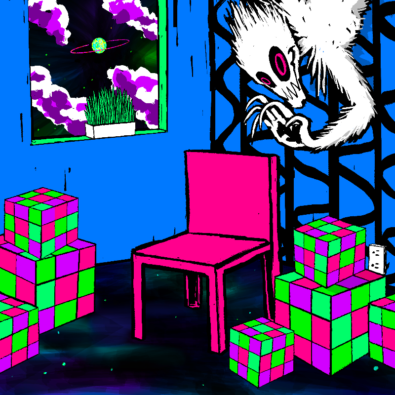 pink chair in the blue room #116 static token preview