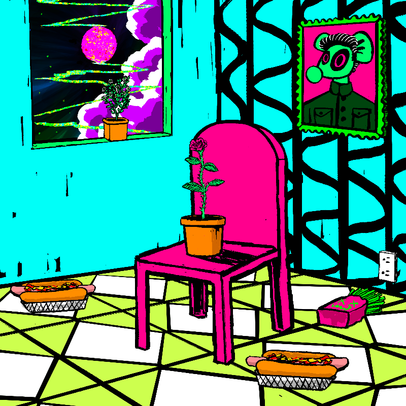 pink chair in the blue room #85 static NFT preview