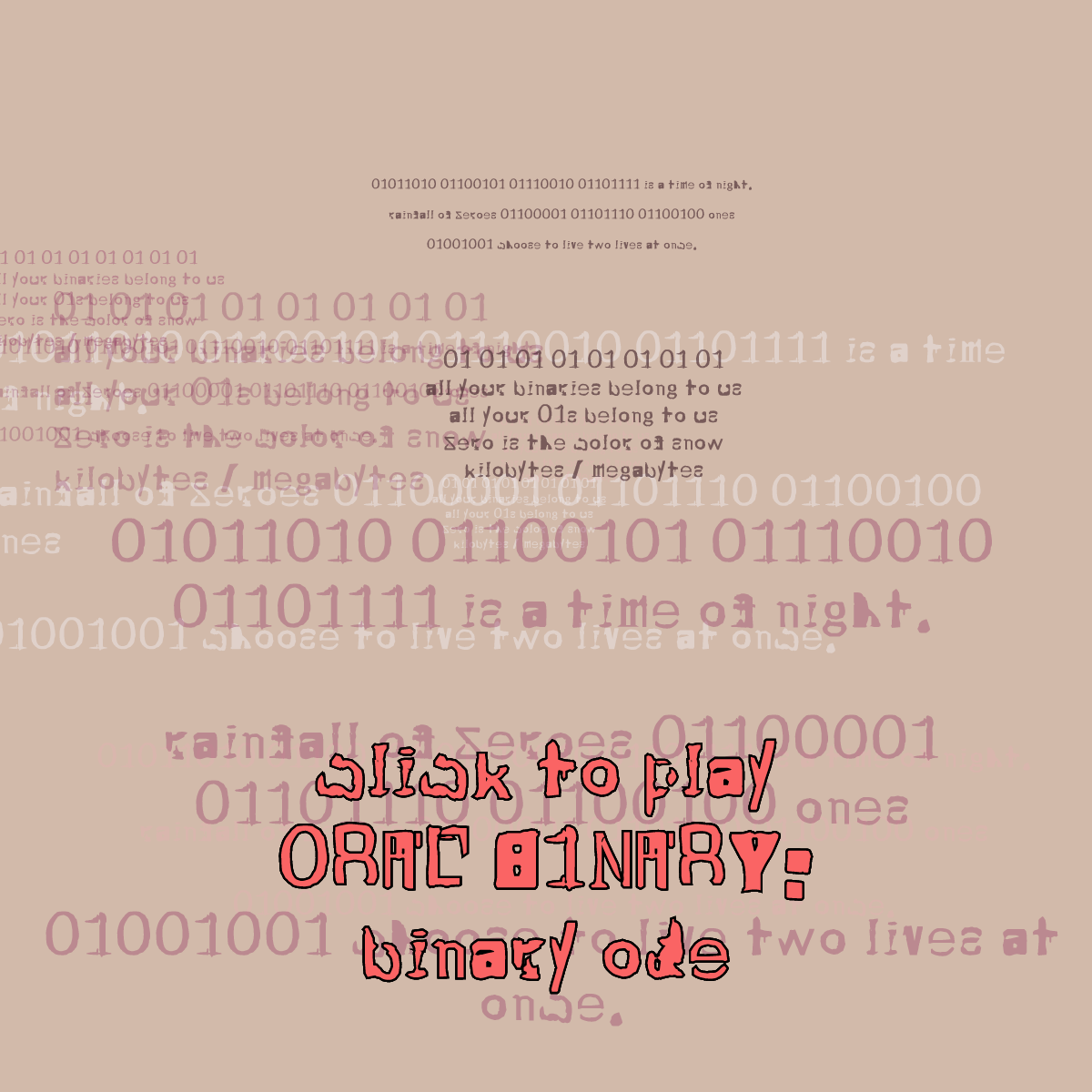0RAL B1NARY: “BINARY ODE” #209 static NFT preview