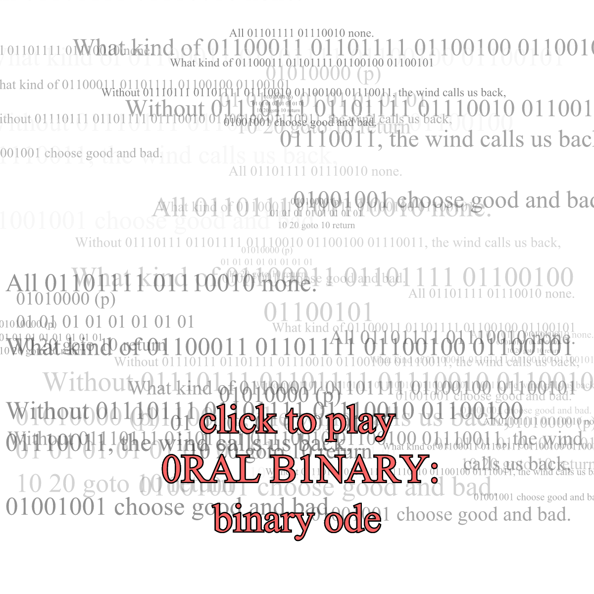 0RAL B1NARY: “BINARY ODE” #219 static token preview